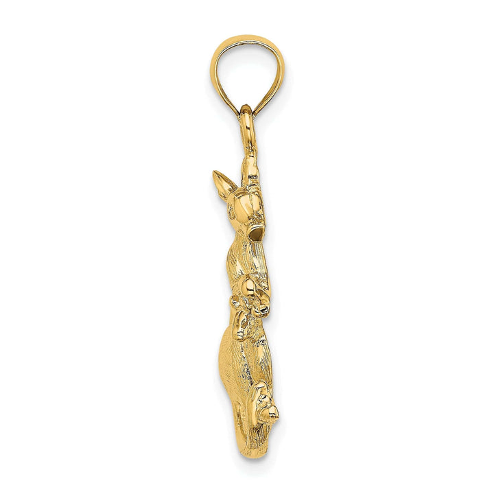 Lovely Rita's Pendants & Charms 14K Yellow Gold Polished Finish 2-Dimensional Kangaroo with Baby in Pouch Design Charm Pendant