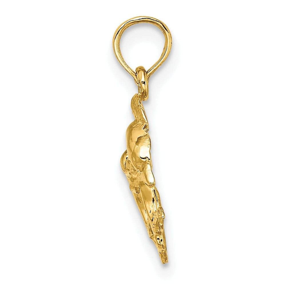 Lovely Rita's Pendants & Charms 14K Yellow Gold Polished Finish 2-Dimensional Mini Double Dolphins Charm Pendant