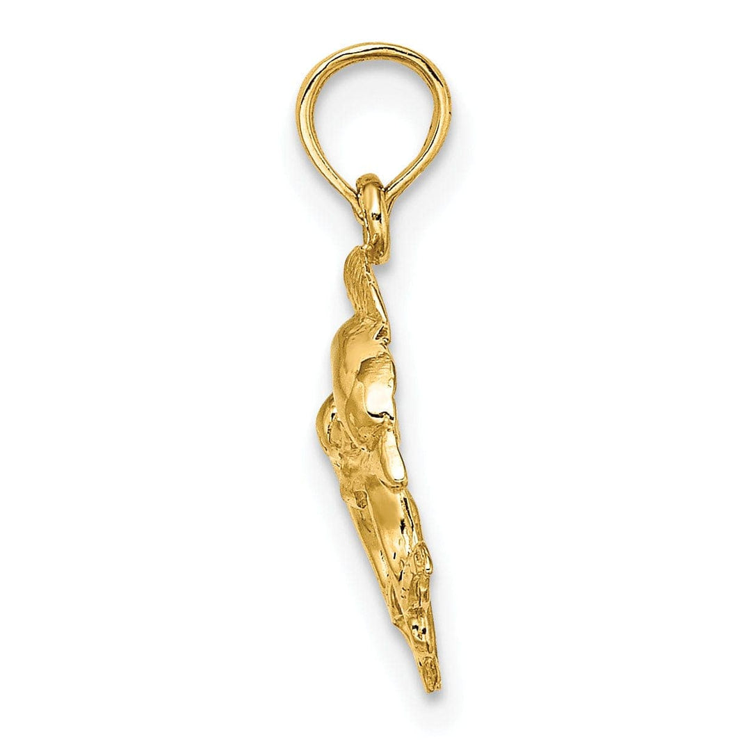 Lovely Rita's Pendants & Charms 14K Yellow Gold Polished Finish 2-Dimensional Mini Double Dolphins Charm Pendant
