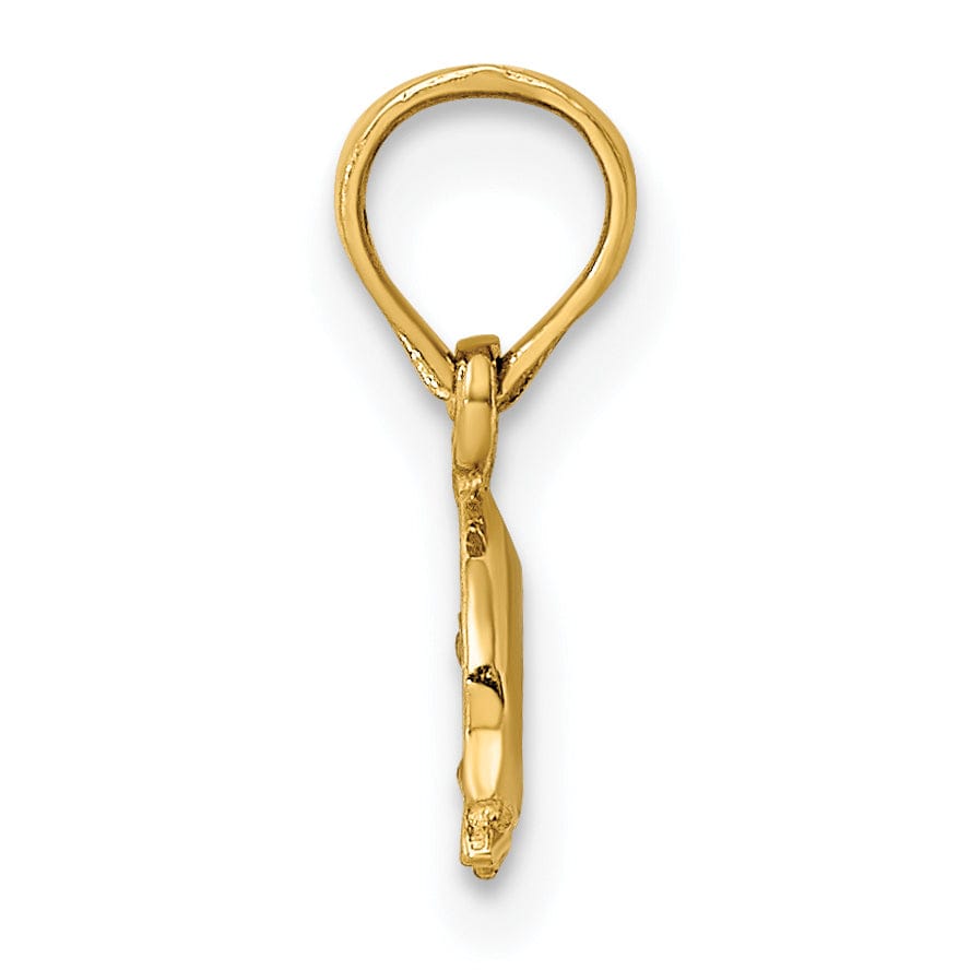 Lovely Rita's Pendants & Charms 14K Yellow Gold Polished Finish 2-Dimensional Mini Double Dolphins Swimming Charm Pendant