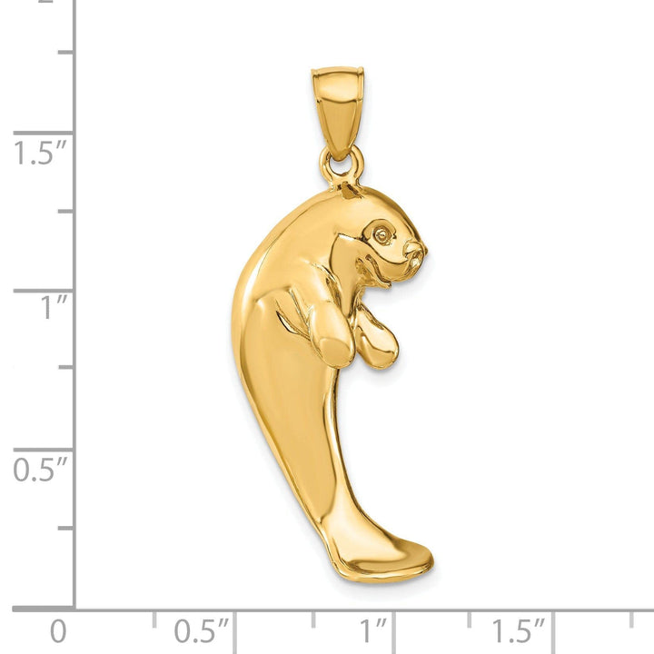 Lovely Rita's Pendants & Charms 14K Yellow Gold Polished Finish 2-Dimensional Single Manatee Charm Pendant