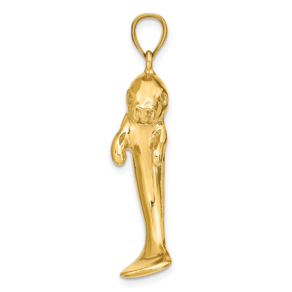 Lovely Rita's Pendants & Charms 14K Yellow Gold Polished Finish 2-Dimensional Single Manatee Charm Pendant
