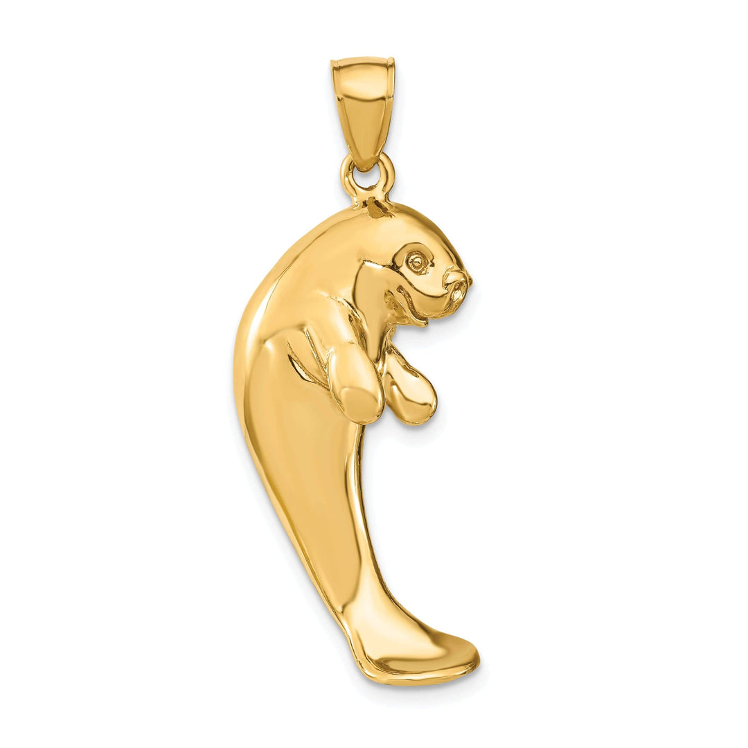Lovely Rita's Pendants & Charms 14K Yellow Gold Polished Finish 2-Dimensional Single Manatee Charm Pendant