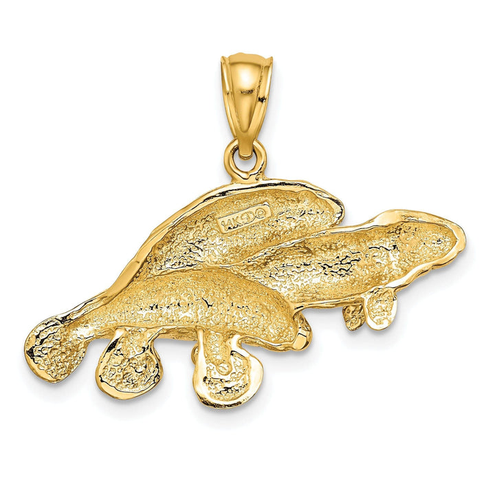Lovely Rita's Pendants & Charms 14K Yellow Gold Polished Finish 2-Dimensional Three Manatees Design Charm Pendant