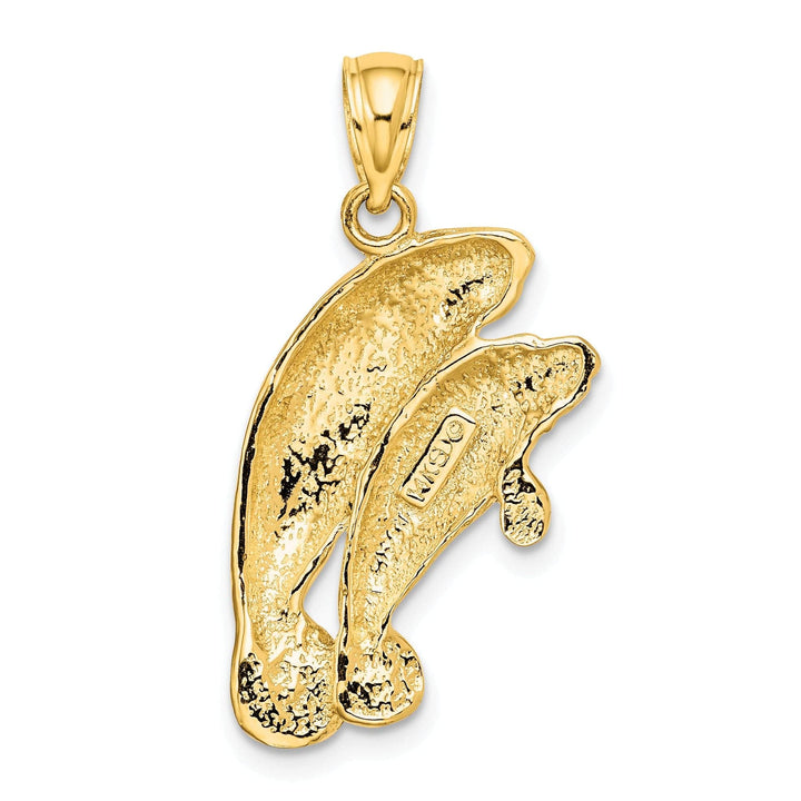 Lovely Rita's Pendants & Charms 14K Yellow Gold Polished Finish 2-Dimensional Two Manatees Design Charm Pendant