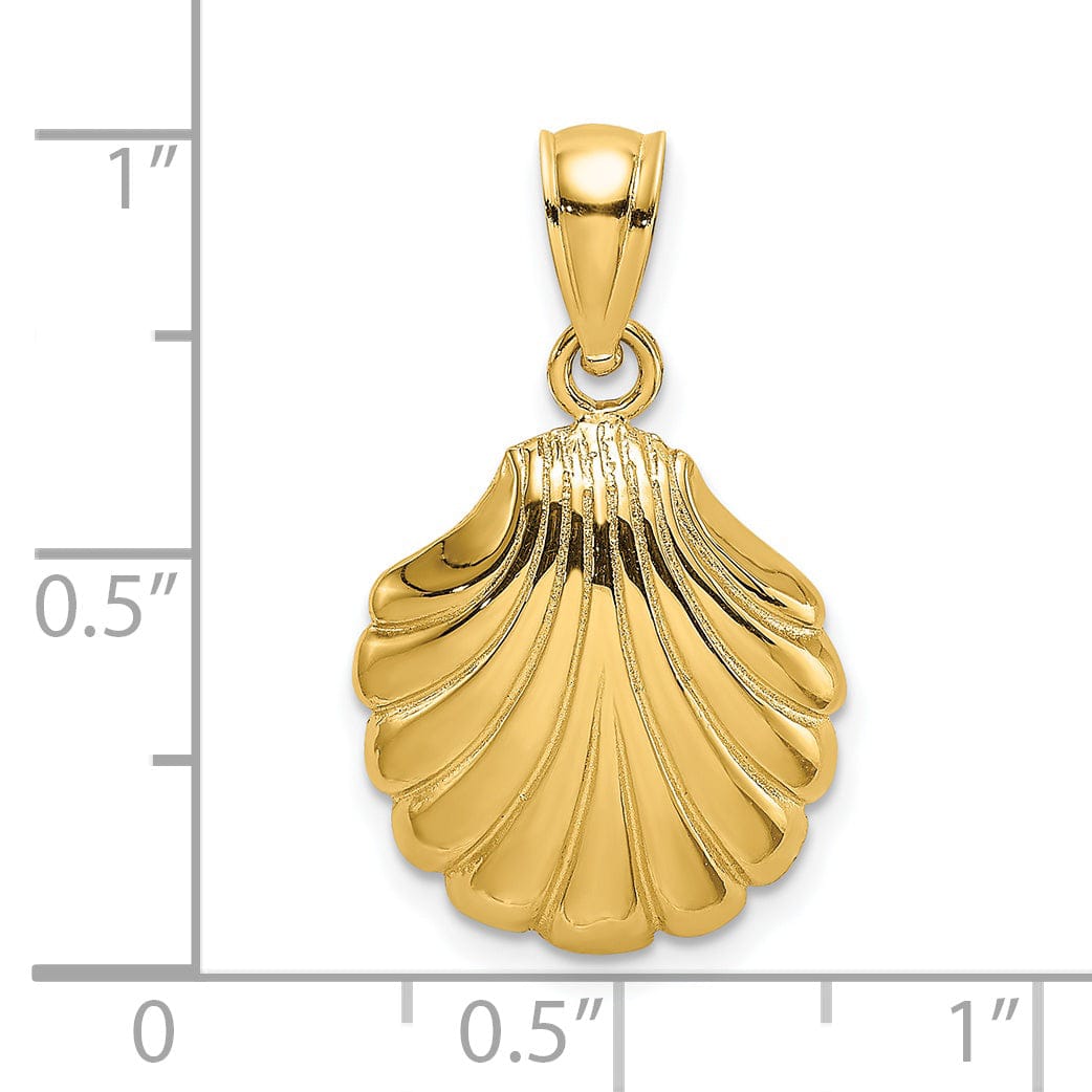 Lovely Rita's Pendants & Charms 14K Yellow Gold Polished Finish 2-Dimentional Scallop Shell Charm Pendant