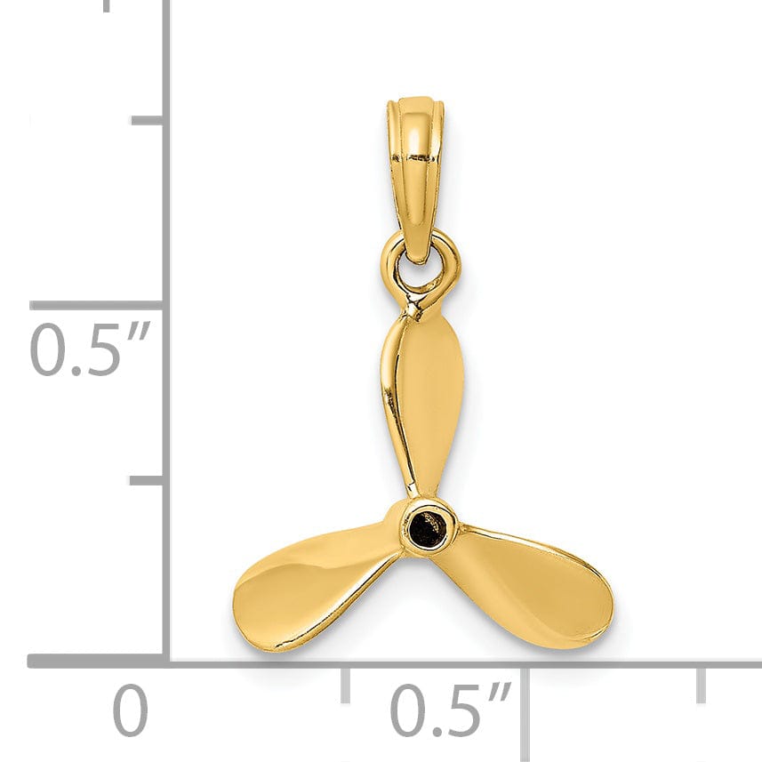 Lovely Rita's Pendants & Charms 14K Yellow Gold Polished Finish 3-D 3 Blades Boat Propeller Charm