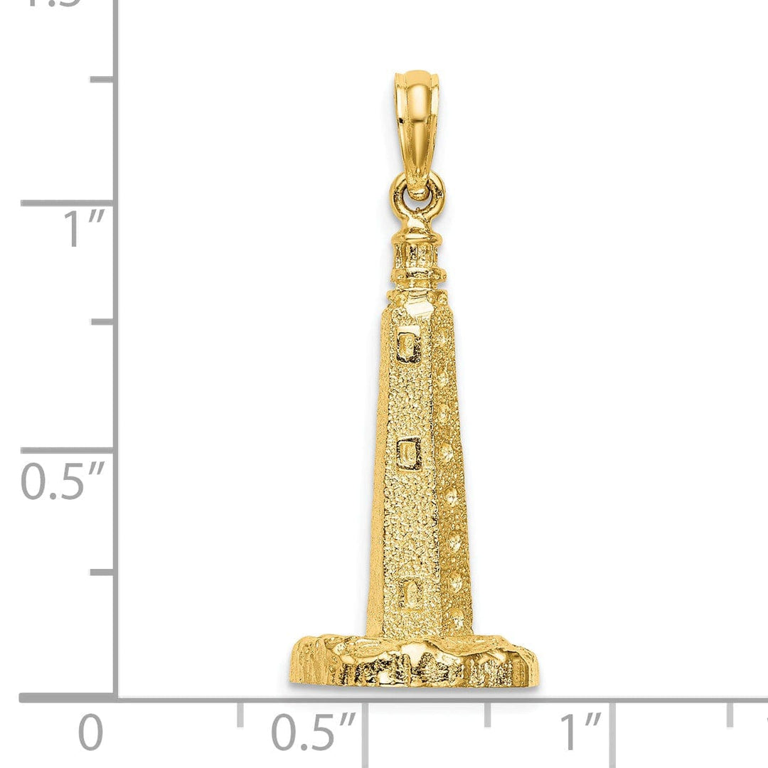 Lovely Rita's Pendants & Charms 14K Yellow Gold Polished Finish 3-D Cape Henlopen Lighthouse, De Charm Pendant