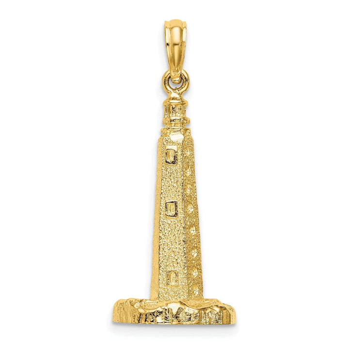Lovely Rita's Pendants & Charms 14K Yellow Gold Polished Finish 3-D Cape Henlopen Lighthouse, De Charm Pendant