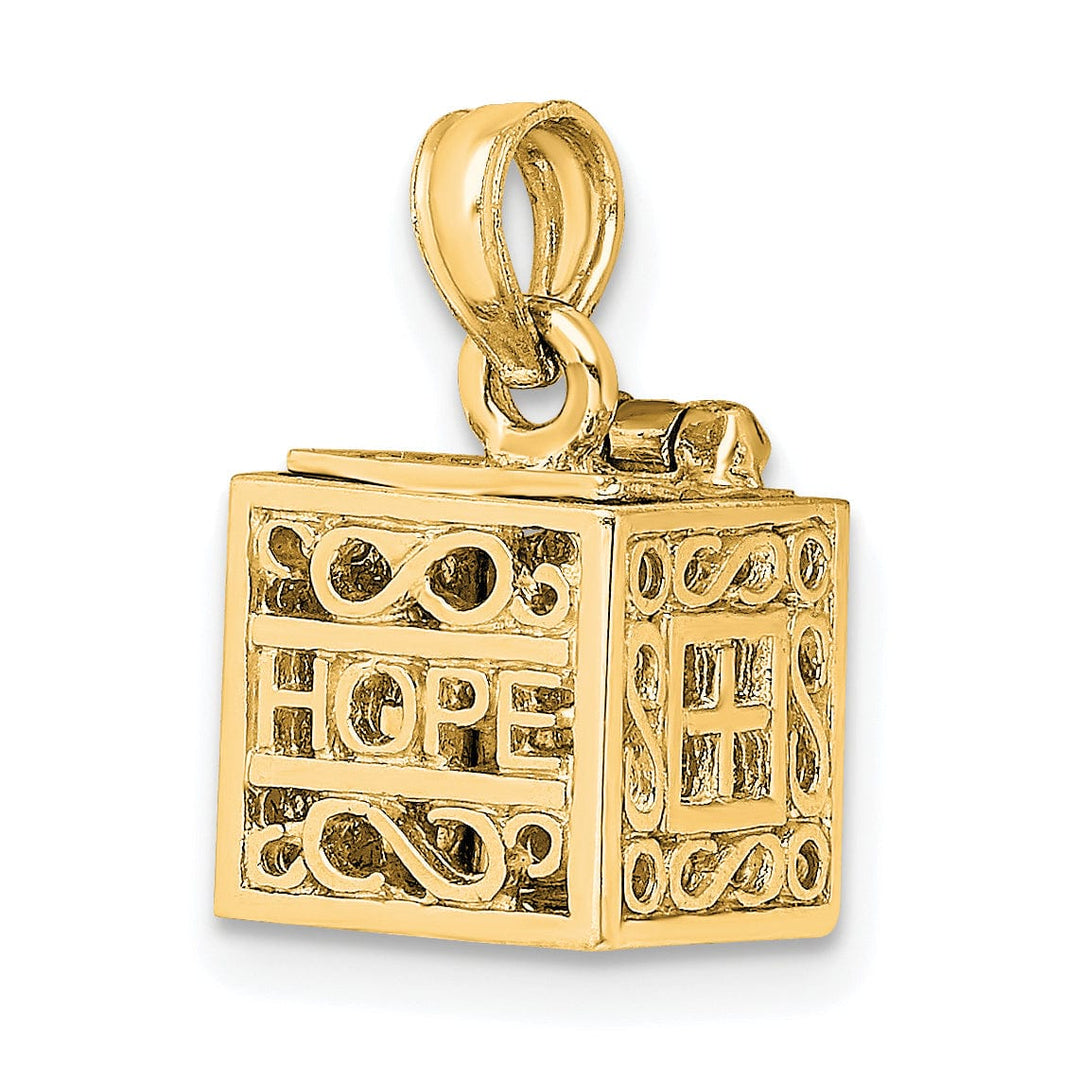 Lovely Rita's Pendants & Charms 14K Yellow Gold Polished Finish 3-D Faith and Hope Prayer Box Pendant