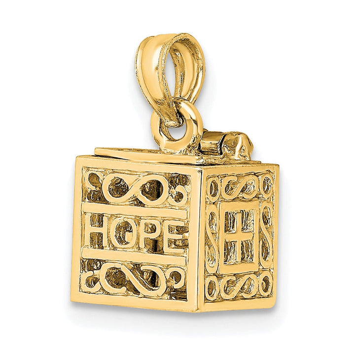 Lovely Rita's Pendants & Charms 14K Yellow Gold Polished Finish 3-D Faith and Hope Prayer Box Pendant