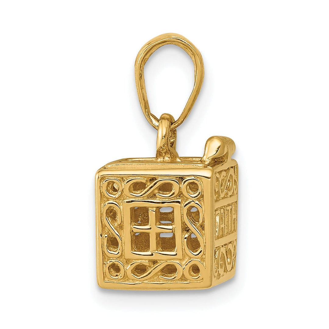 Lovely Rita's Pendants & Charms 14K Yellow Gold Polished Finish 3-D Faith and Hope Prayer Box Pendant