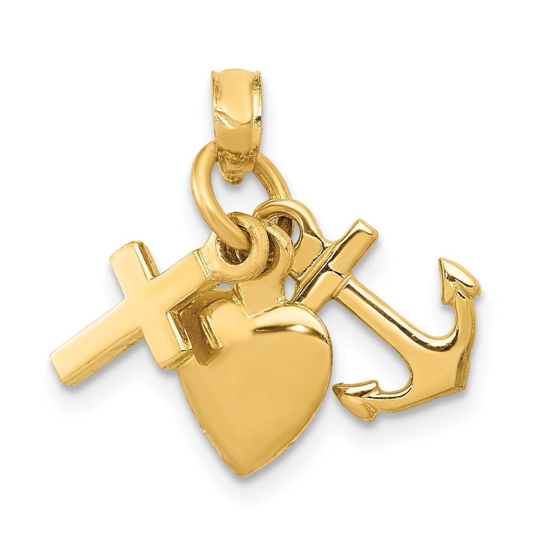 Lovely Rita's Pendants & Charms 14K Yellow Gold Polished Finish 3-D Faith, Hope And Charity Pendant