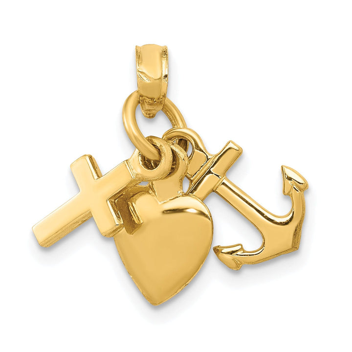 Lovely Rita's Pendants & Charms 14K Yellow Gold Polished Finish 3-D Faith, Hope And Charity Pendant