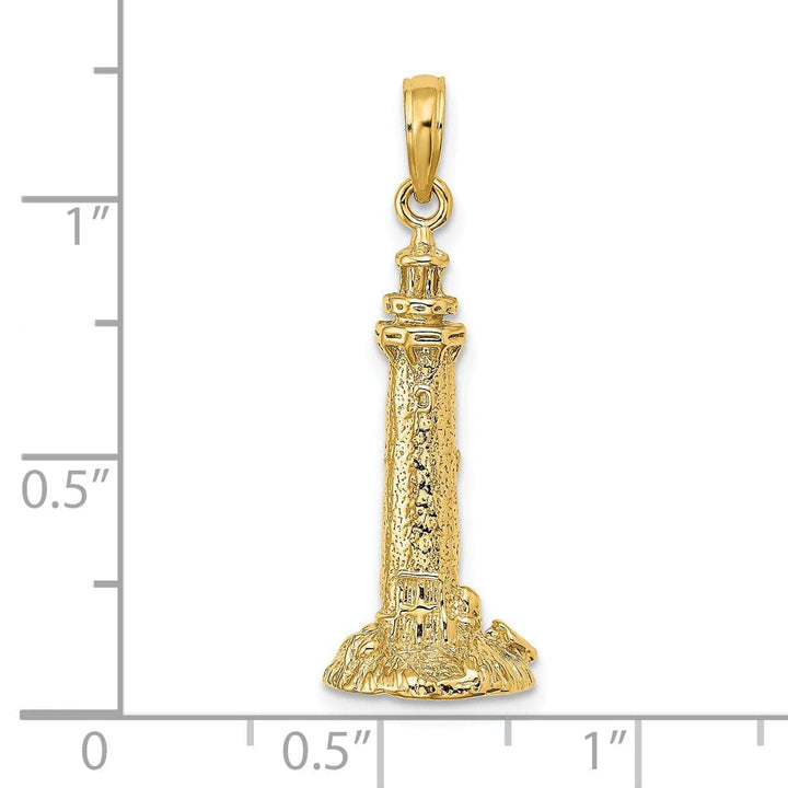 Lovely Rita's Pendants & Charms 14K Yellow Gold Polished Finish 3-D Fenwick Island Lighthouse, De Charm