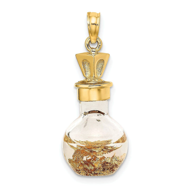 Lovely Rita's Pendants & Charms 14K Yellow Gold Polished Finish 3-D Gold Leaf In Bottle Pendant