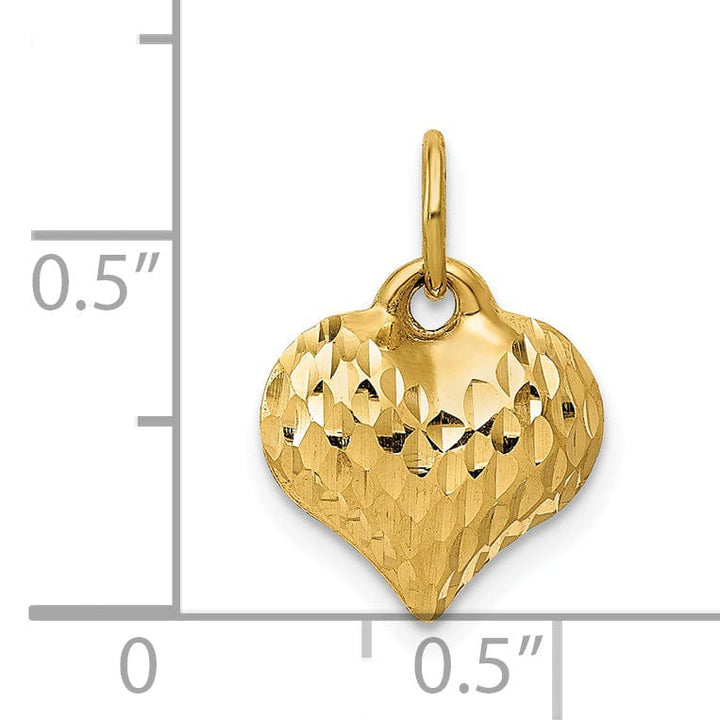 Lovely Rita's Pendants & Charms 14K Yellow Gold Polished Finish 3-D Heart Shape Pendant