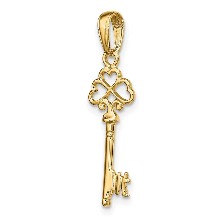 Lovely Rita's Pendants & Charms 14K Yellow Gold Polished Finish 3-D Hearts Design Key Pendant