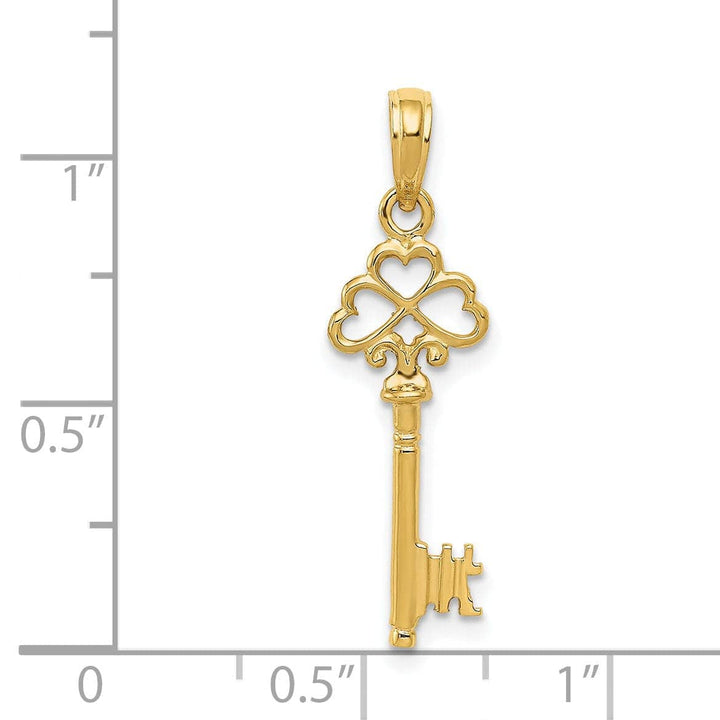 Lovely Rita's Pendants & Charms 14K Yellow Gold Polished Finish 3-D Hearts Design Key Pendant