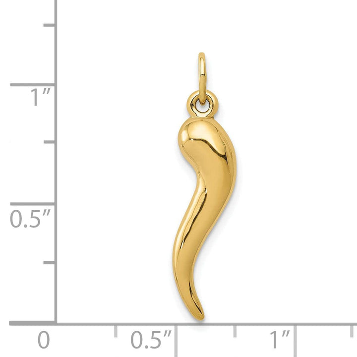 Lovely Rita's Pendants & Charms 14k Yellow Gold Polished Finish 3-D Italian Horn Charm Pendant
