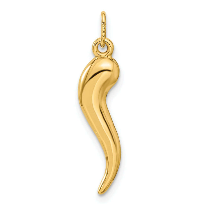 Lovely Rita's Pendants & Charms 14k Yellow Gold Polished Finish 3-D Italian Horn Charm Pendant