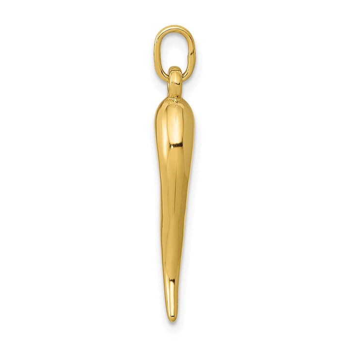 Lovely Rita's Pendants & Charms 14k Yellow Gold Polished Finish 3-D Italian Horn Charm Pendant
