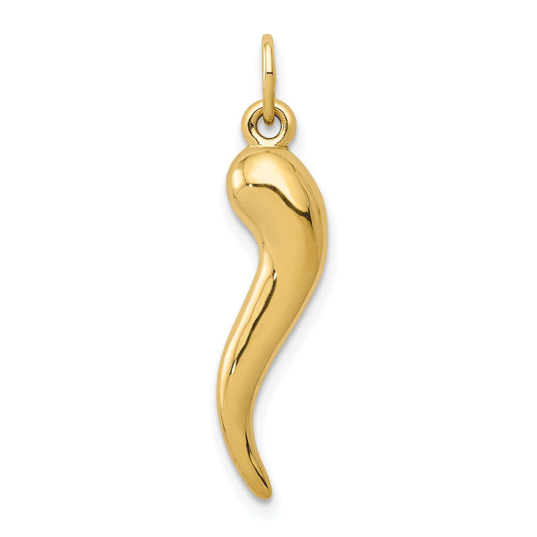 Lovely Rita's Pendants & Charms 14k Yellow Gold Polished Finish 3-D Italian Horn Charm Pendant