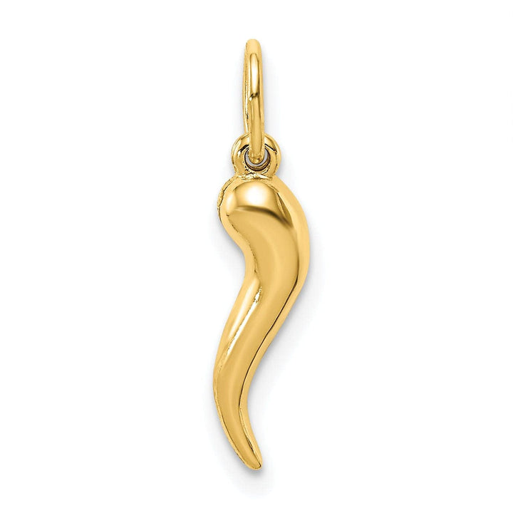 Lovely Rita's Pendants & Charms 14k Yellow Gold Polished Finish 3-D Italian Horn Pendant