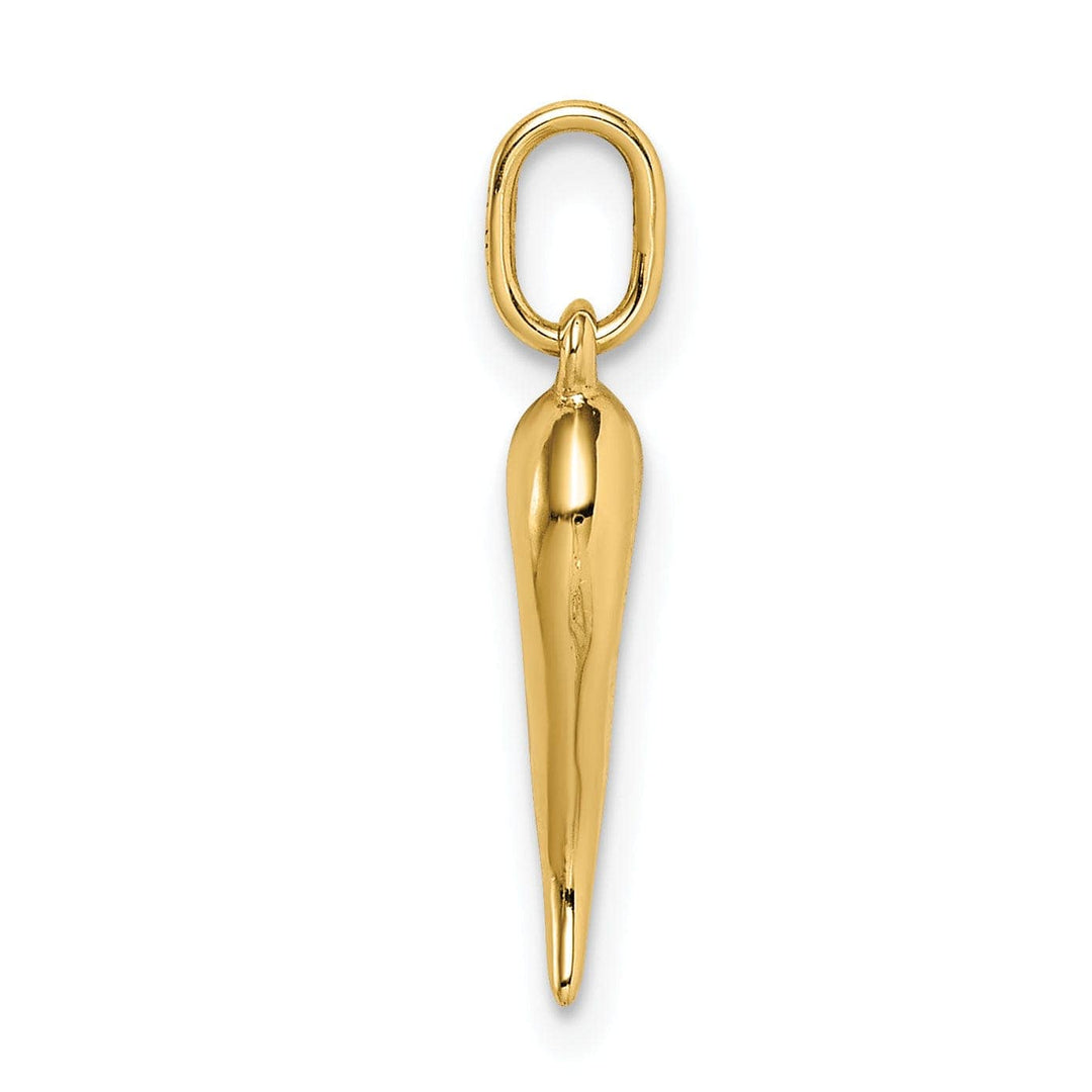 Lovely Rita's Pendants & Charms 14k Yellow Gold Polished Finish 3-D Italian Horn Pendant