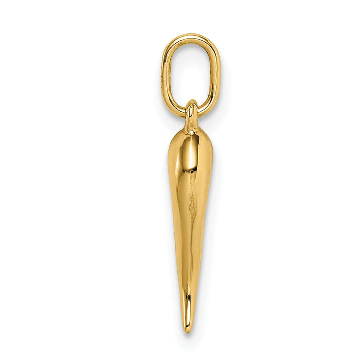 Lovely Rita's Pendants & Charms 14k Yellow Gold Polished Finish 3-D Italian Horn Pendant