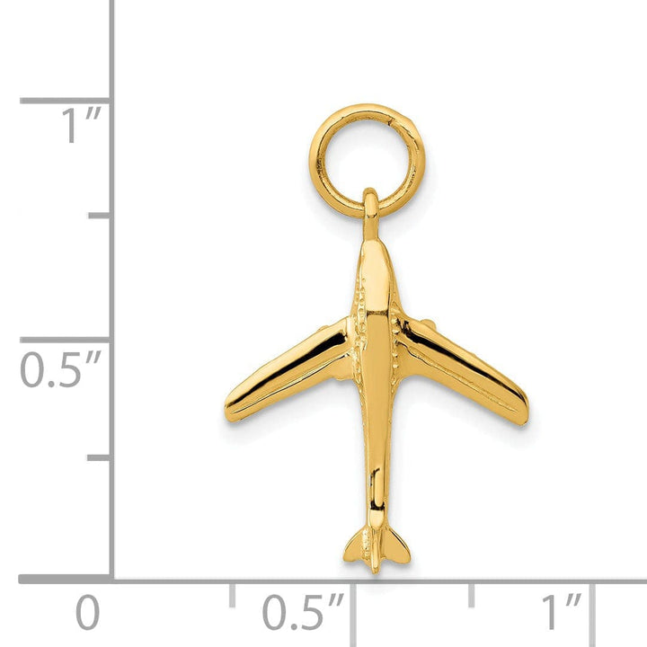 Lovely Rita's Pendants & Charms 14k Yellow Gold Polished Finish 3-D Jet Plane Cha