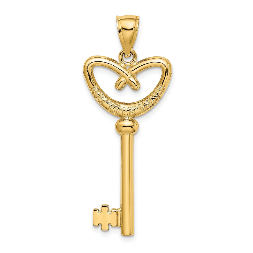 Lovely Rita's Pendants & Charms 14K Yellow Gold Polished Finish 3-D Key To My Heart Key Charm Pendant
