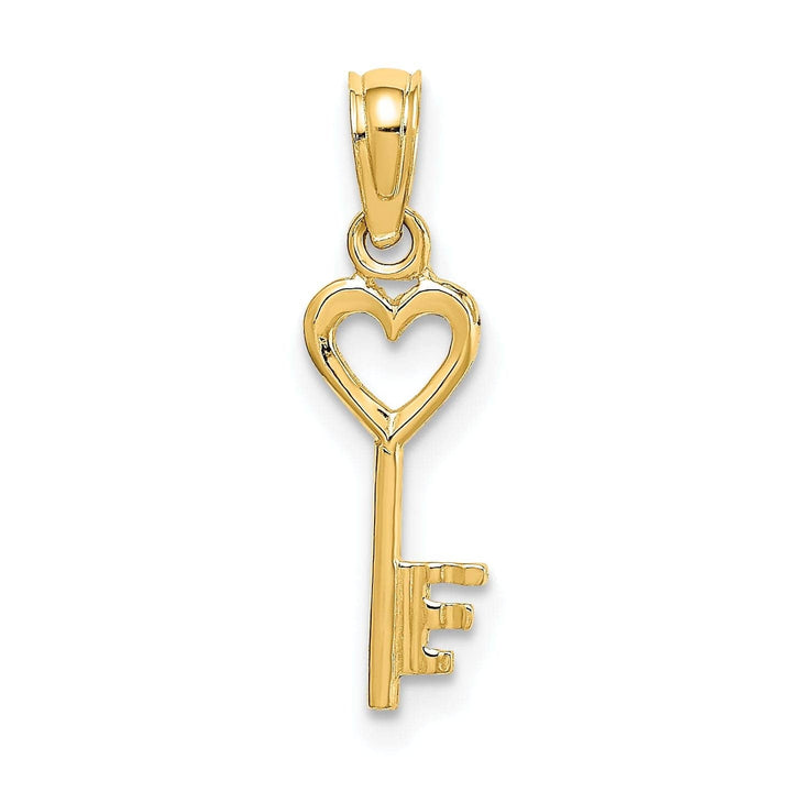 Lovely Rita's Pendants & Charms 14K Yellow Gold Polished Finish 3-D Key with Heart Design Charm Pendant