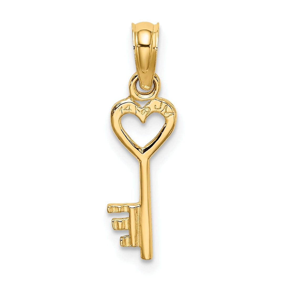 Lovely Rita's Pendants & Charms 14K Yellow Gold Polished Finish 3-D Key with Heart Design Charm Pendant