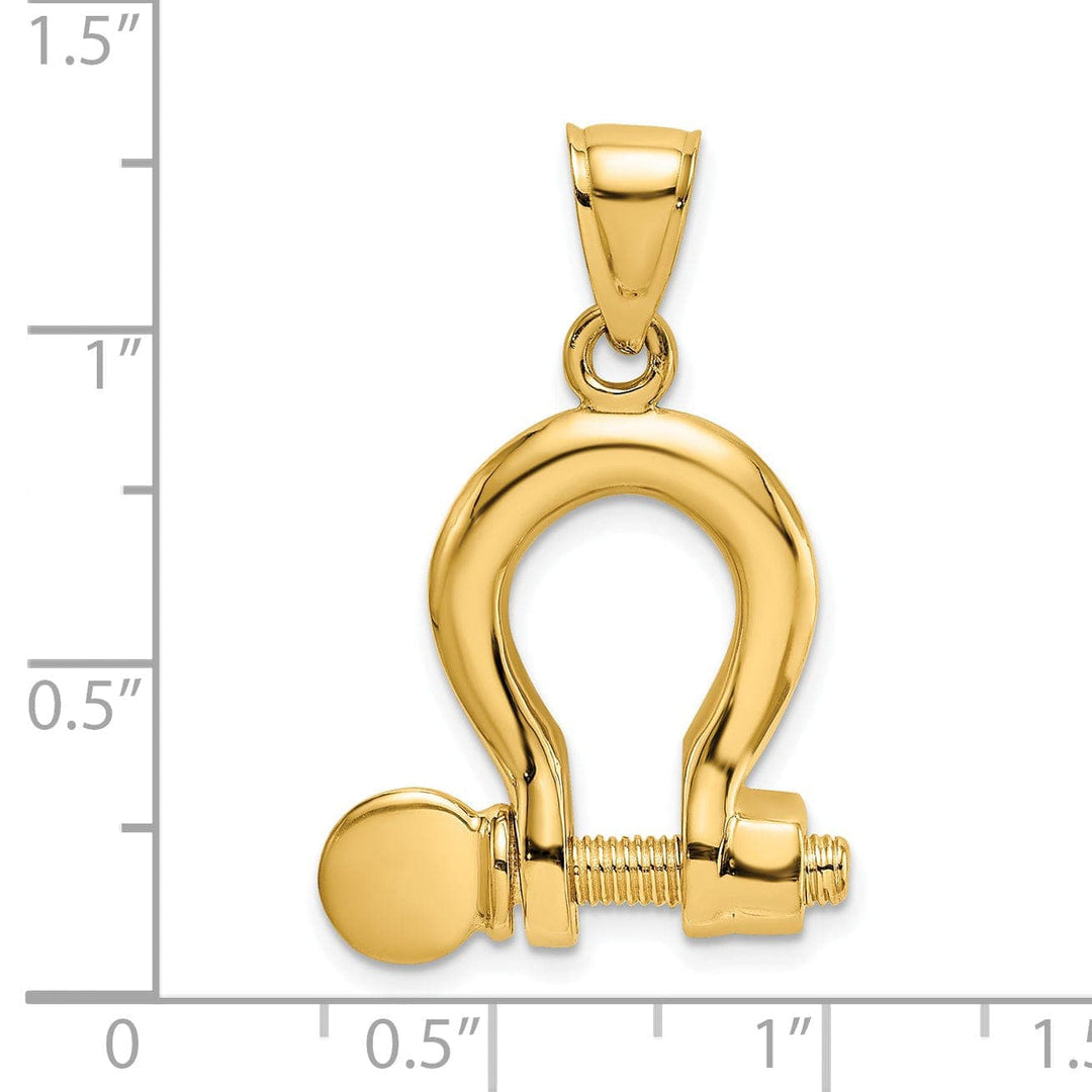 Lovely Rita's Pendants & Charms 14K Yellow Gold Polished Finish 3-D Large Moveable Ship Shackle Charm