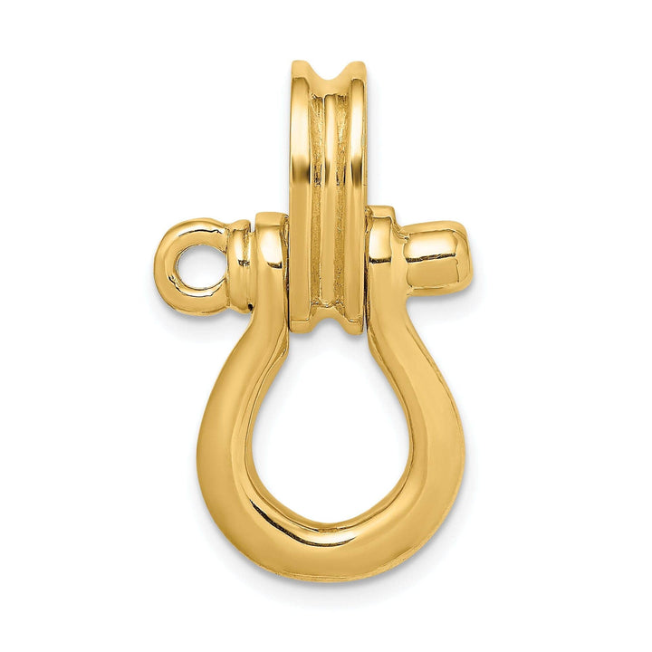 Lovely Rita's Pendants & Charms 14K Yellow Gold Polished Finish 3-D Large Shipping Shackle With Pulley Bail Charm