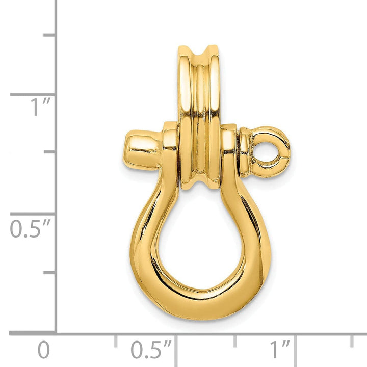 Lovely Rita's Pendants & Charms 14K Yellow Gold Polished Finish 3-D Large Shipping Shackle With Pulley Bail Charm