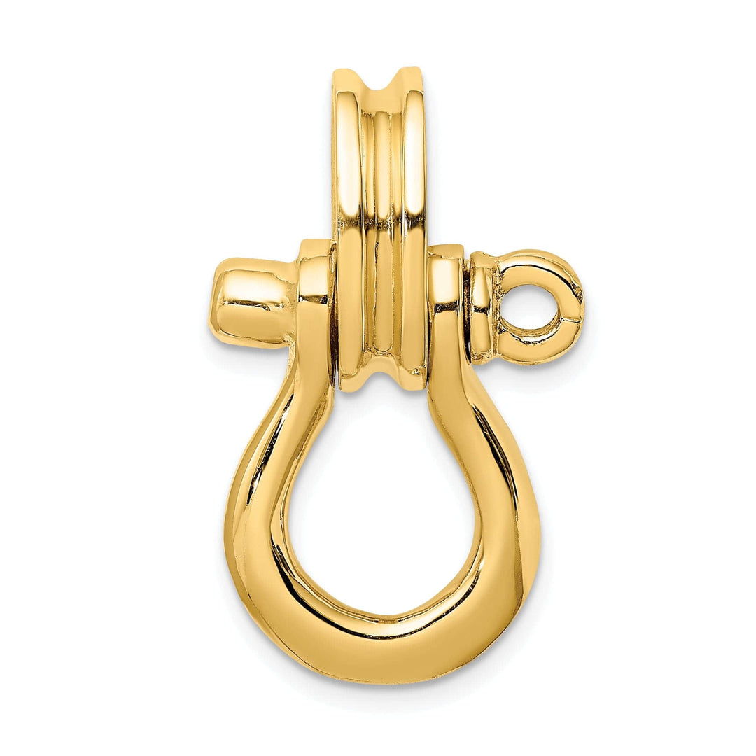 Lovely Rita's Pendants & Charms 14K Yellow Gold Polished Finish 3-D Large Shipping Shackle With Pulley Bail Charm