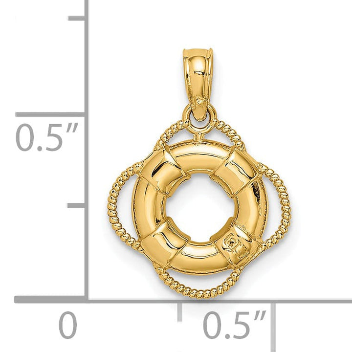 Lovely Rita's Pendants & Charms 14K Yellow Gold Polished Finish 3-D Lifesaver Float Charm Pendant