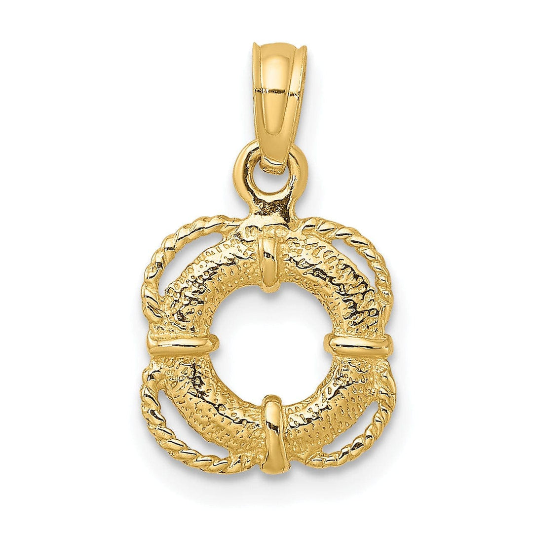 Lovely Rita's Pendants & Charms 14K Yellow Gold Polished Finish 3-D Lifesaver Float with Rope Trim Charm