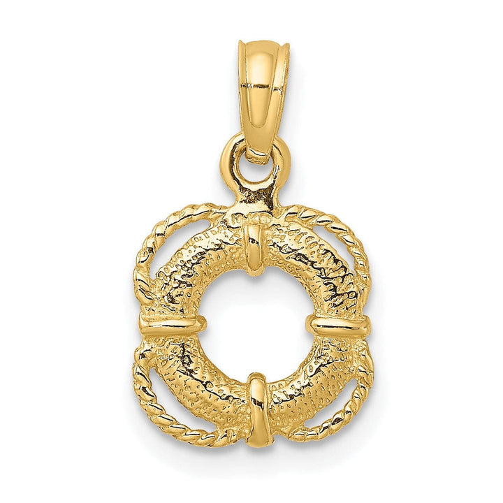 Lovely Rita's Pendants & Charms 14K Yellow Gold Polished Finish 3-D Lifesaver Float with Rope Trim Charm