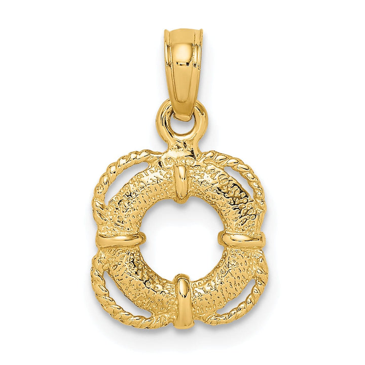 Lovely Rita's Pendants & Charms 14K Yellow Gold Polished Finish 3-D Lifesaver Float with Rope Trim Charm