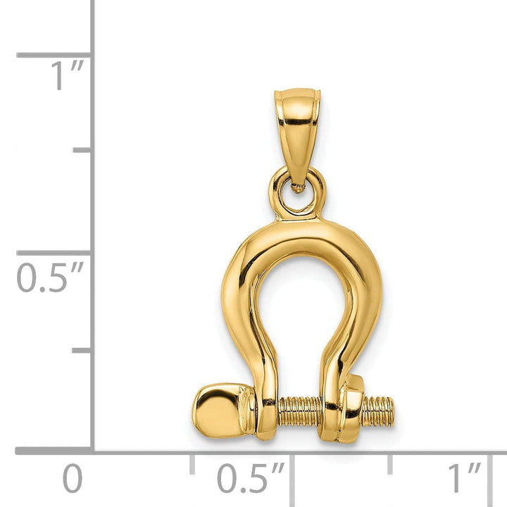 Lovely Rita's Pendants & Charms 14K Yellow Gold Polished Finish 3-D Medium Moveable Ship Shackle Charm