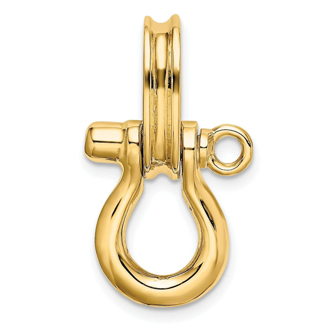 Lovely Rita's Pendants & Charms 14K Yellow Gold Polished Finish 3-D Medium Shipping Shackle With Pulley Bail Charm