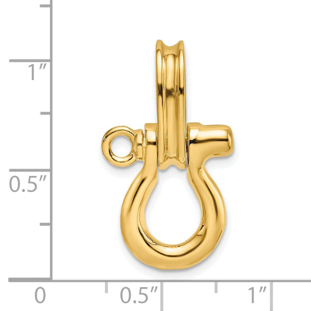 Lovely Rita's Pendants & Charms 14K Yellow Gold Polished Finish 3-D Medium Shipping Shackle With Pulley Bail Charm
