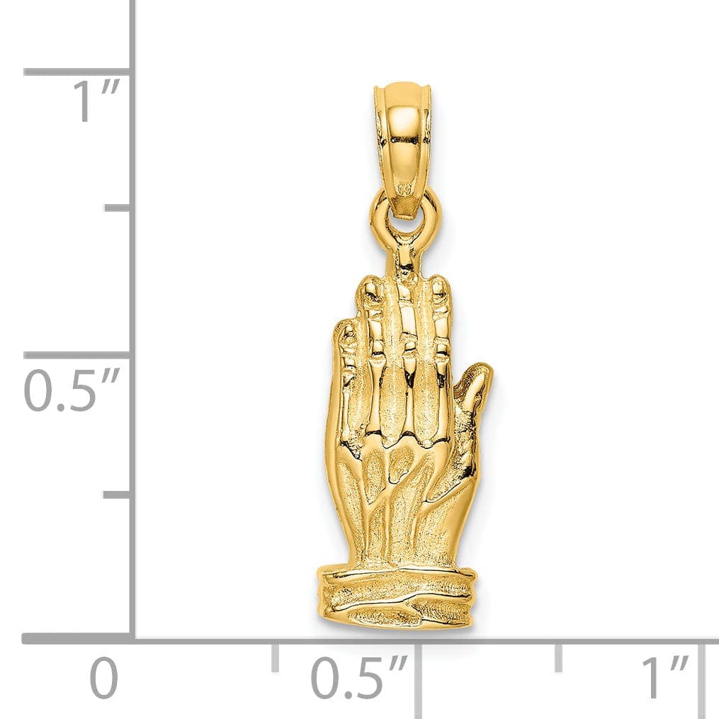 Lovely Rita's Pendants & Charms 14K Yellow Gold Polished Finish 3-D Praying Hands Charm Pendant