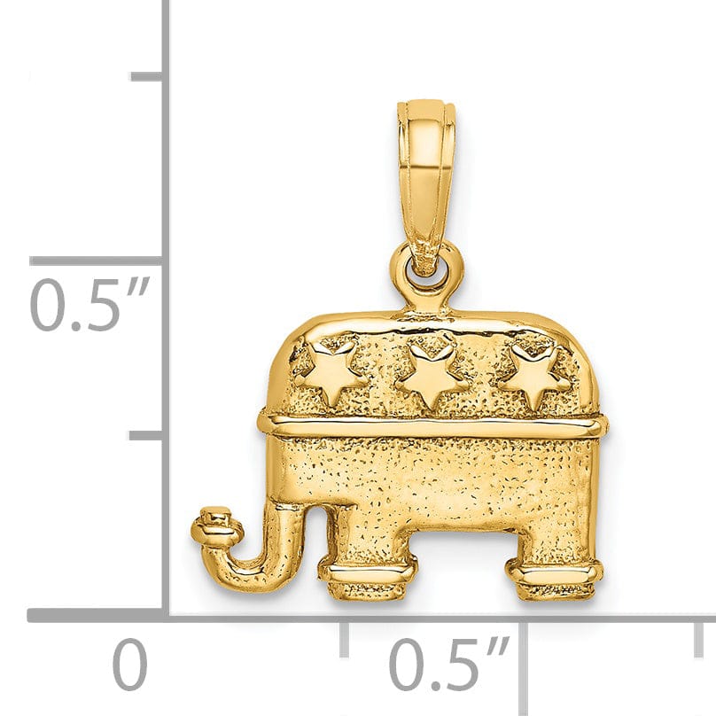 Lovely Rita's Pendants & Charms 14K Yellow Gold Polished Finish 3-D Republican Elephant Pendant