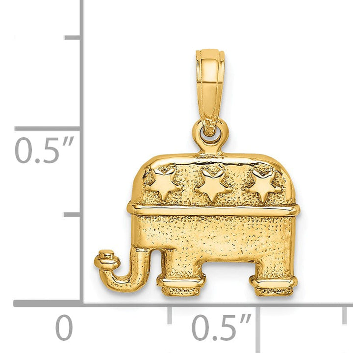 Lovely Rita's Pendants & Charms 14K Yellow Gold Polished Finish 3-D Republican Elephant Pendant