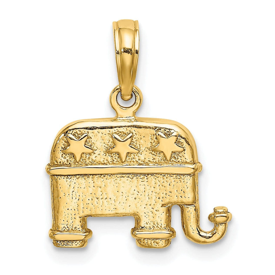 Lovely Rita's Pendants & Charms 14K Yellow Gold Polished Finish 3-D Republican Elephant Pendant