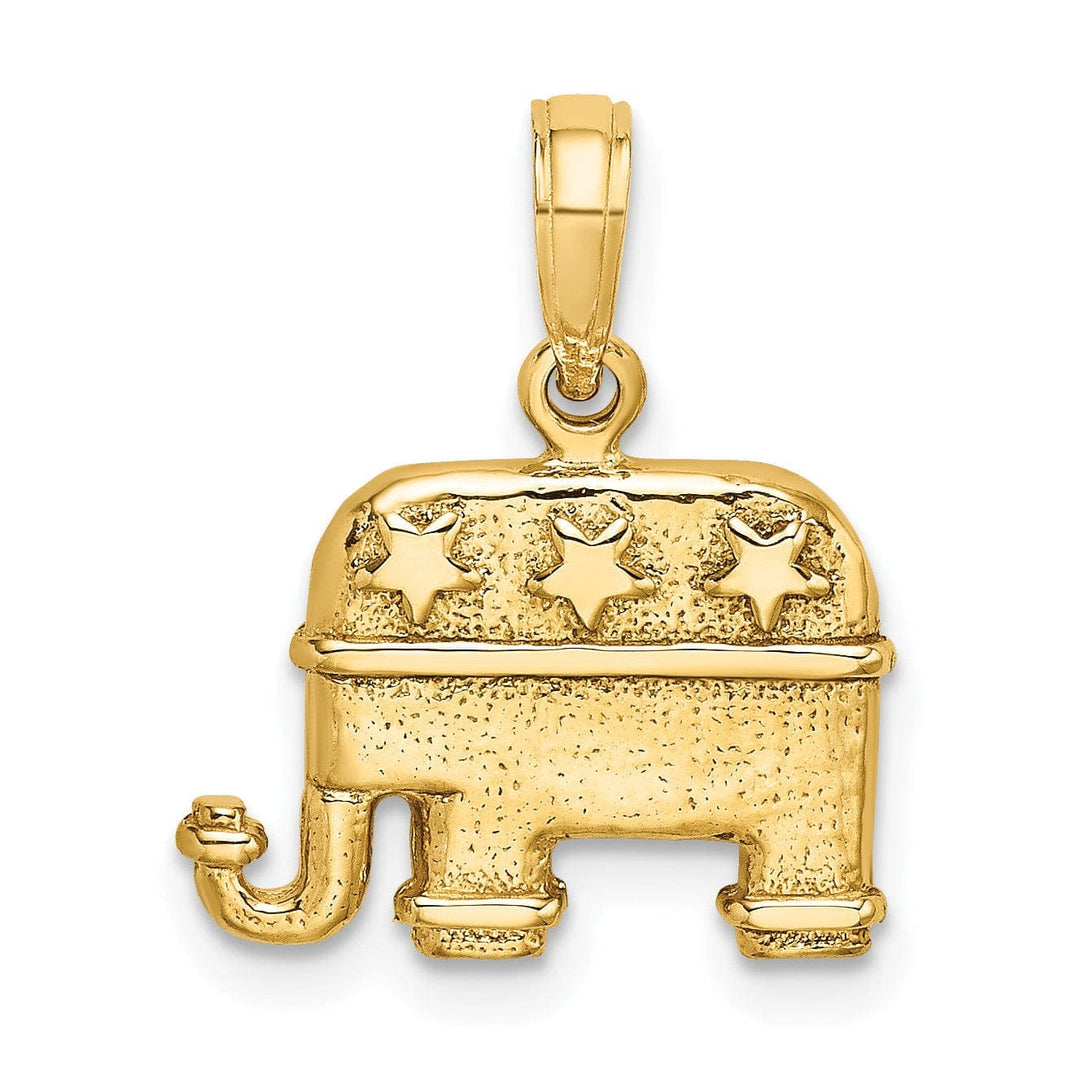 Lovely Rita's Pendants & Charms 14K Yellow Gold Polished Finish 3-D Republican Elephant Pendant